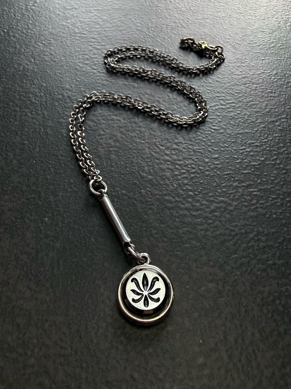 Monet Silver-Tone Necklace with Lotus Medallion